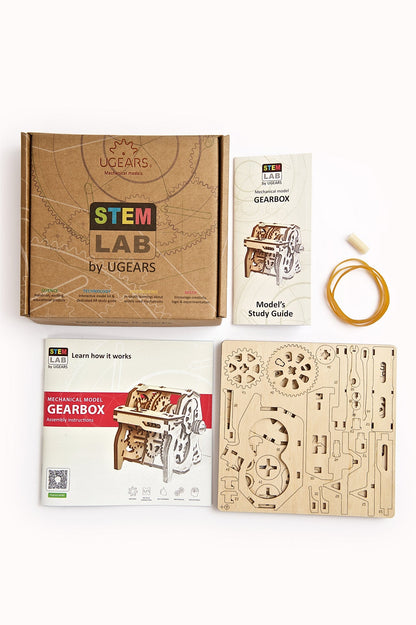 Ugears Stem Lab Gearbox ★Mechanical 3D Puzzle Kit Model Toys Gift Present Birthday Xmas Christmas Kids Adults