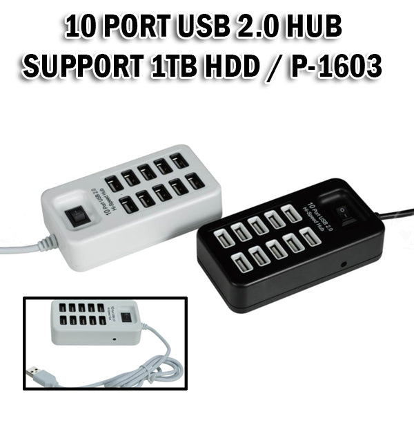 Hub USB 2.0 - 10 ports USB - Version : 2.0 - HighSpeed - 10 ports