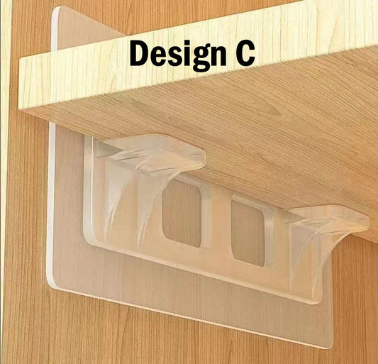 4pc / 8pc Wall Holder Wall Hanger Hook Adhesive Shelf Support Layered Cabinet Partition Without Nail Support Punch-Free