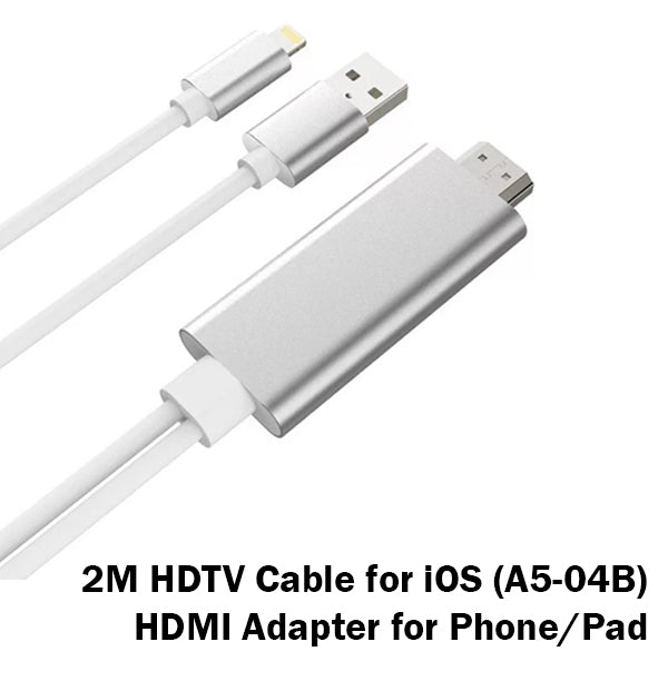 2M HDTV Cable for iOS Lightning HDMI Adapter Converter iPhone iPad Apple 8 Pin
