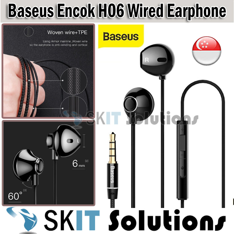 Baseus Encok H06 Wired 3.5mm In-Ear Earphone Earpiece Headset Headphone with Volume Control Microphone