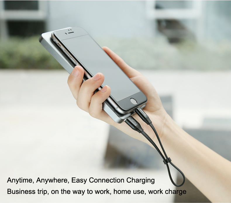 Baseus Two-in-One 2in1 Portable Cable iOS Android iPhone Samsung Wire 23cm Short