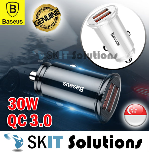 Baseus Circular Plastic A+A 30W Dual Port QC3.0 Car Charger