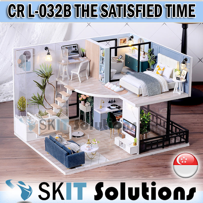 【CUTEROOM THE SATISFIED TIME】DIY Mini Doll House Models Miniature Wooden Dollhouse Figure Kit Hand Made