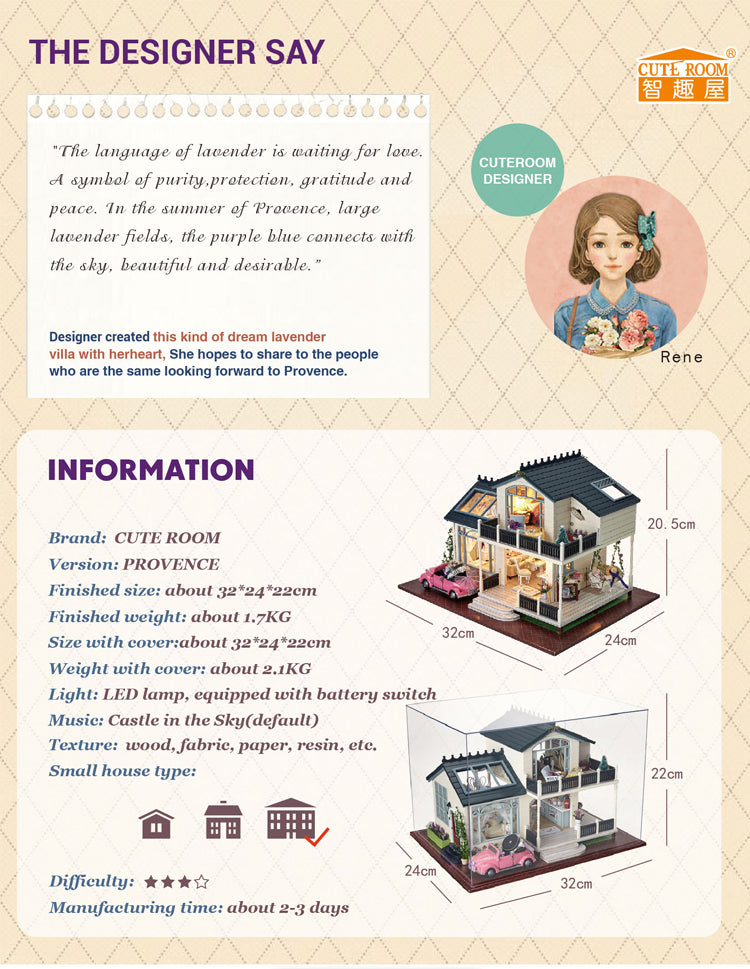 CuteRoom Provence★Miniature Doll House Dollhouse★DIY Gift Wooden Handmade 3D