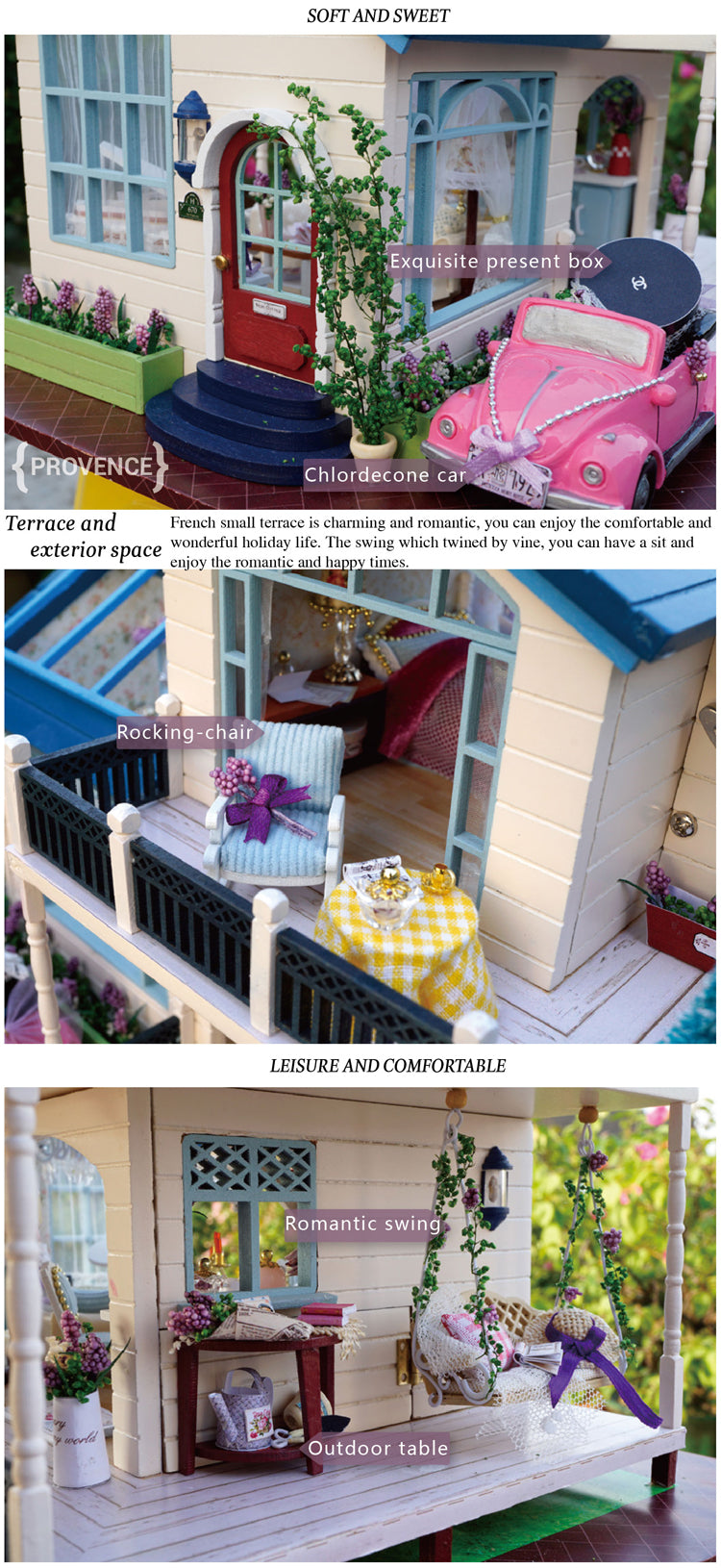 CuteRoom Provence★Miniature Doll House Dollhouse★DIY Gift Wooden Handmade 3D