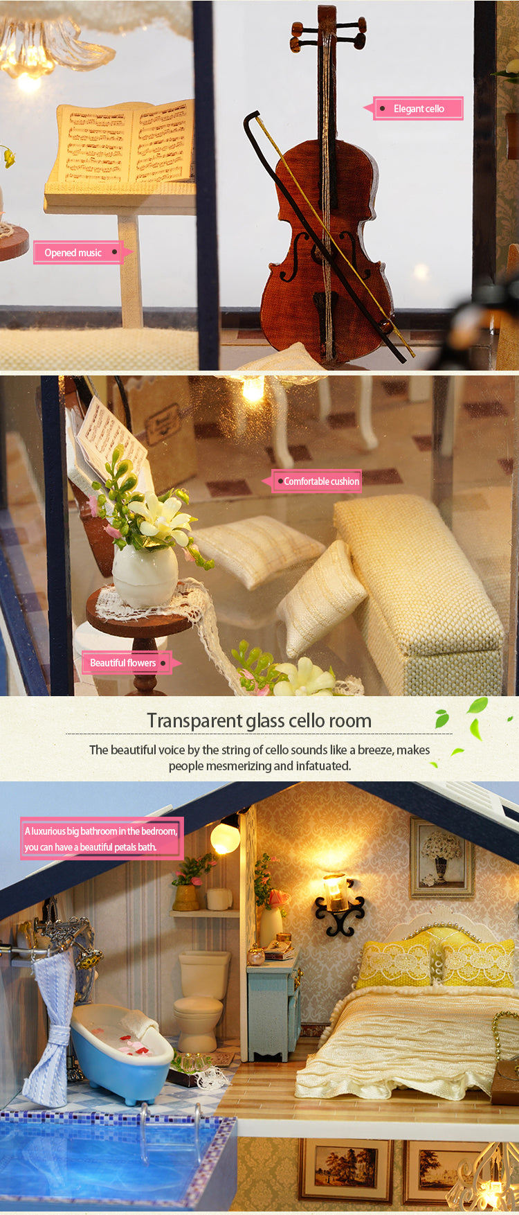 CuteRoom Seattle★Miniature Doll House Dollhouse★DIY Gift Wooden Handmade 3D
