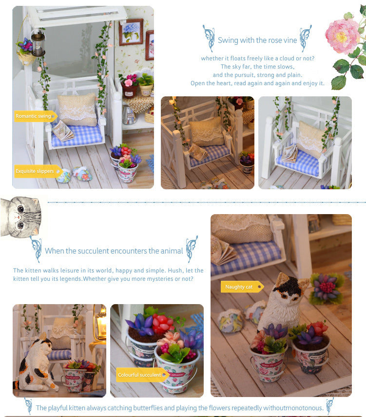 CuteRoom A Kitten Diary★Miniature Doll House Dollhouse★DIY Gift Wooden Handmade