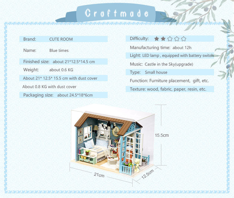 CuteRoom Blue Forest Times★Miniature Doll House Dollhouse★DIY Gift Wooden 3D