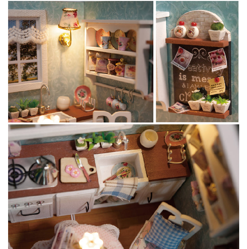 CuteRoom Happy Kitchen★Miniature Doll House Dollhouse★DIY Gift Wooden Handmade