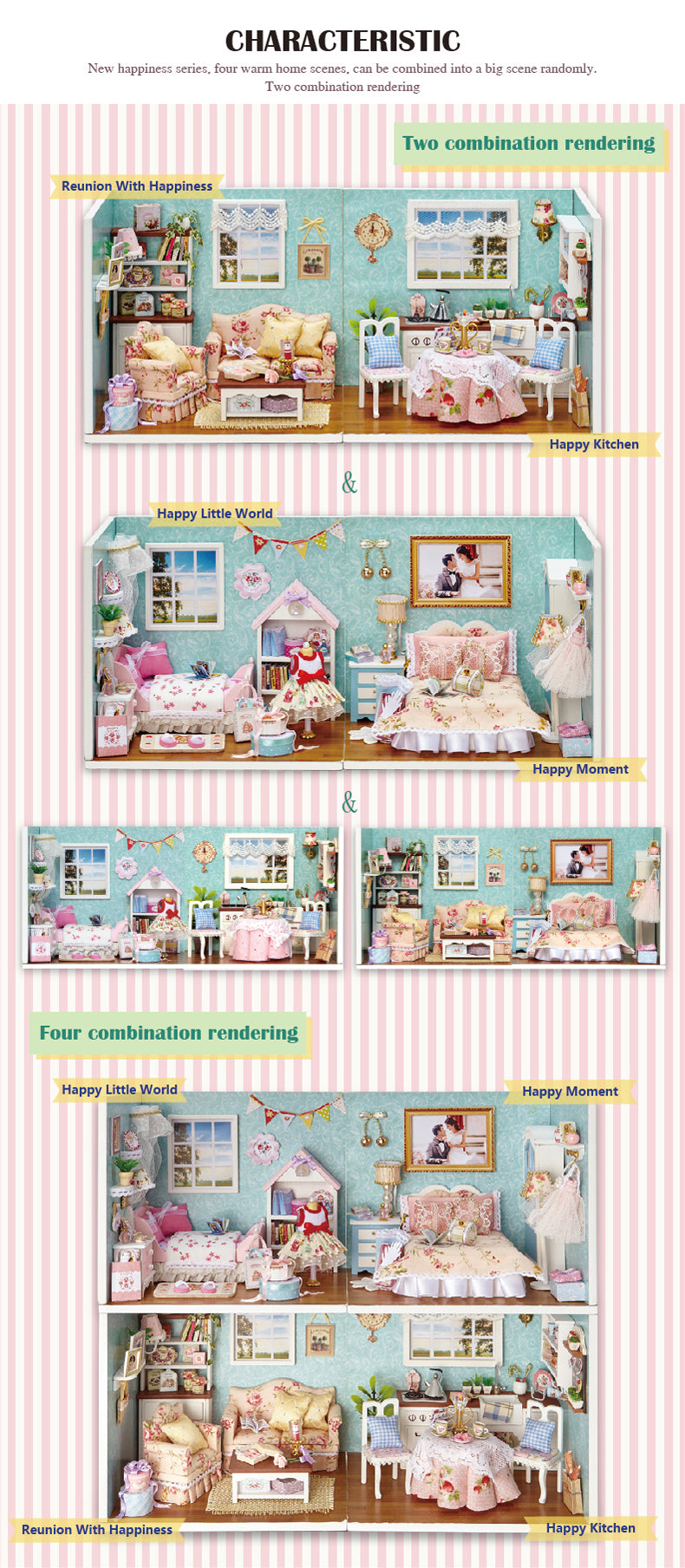 CuteRoom Happy Kitchen★Miniature Doll House Dollhouse★DIY Gift Wooden Handmade