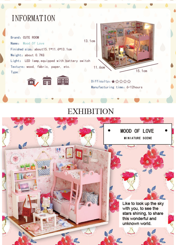 CuteRoom Mood For Love★Miniature Doll House Dollhouse★DIY Gift Wooden Handmade