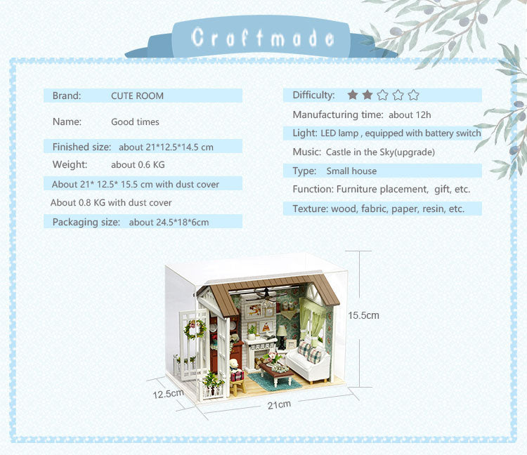CuteRoom Happy Times★Miniature Doll House Dollhouse★DIY Gift Wooden Handmade 3D