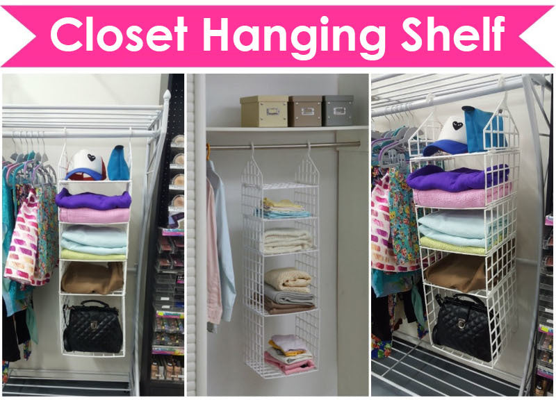 Closet Hanging Shelf Wardrobe Divider Shelves Organiser Organizer Rack Cupboard
