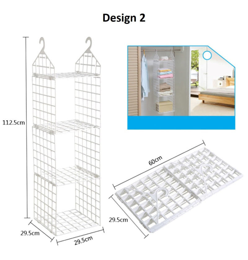 Closet Hanging Shelf Wardrobe Divider Shelves Organiser Organizer Rack Cupboard