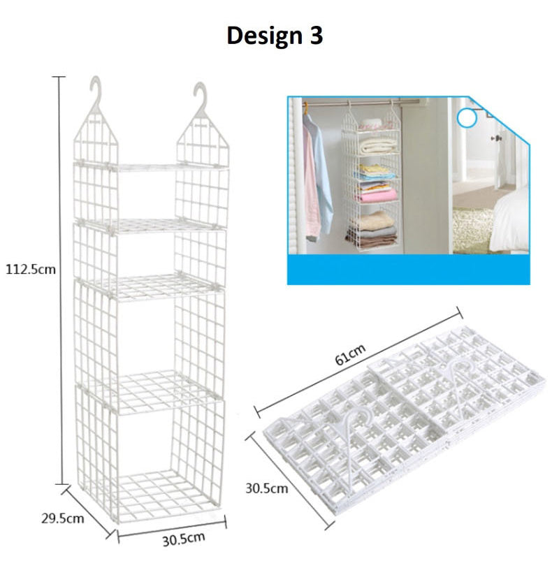 Closet Hanging Shelf Wardrobe Divider Shelves Organiser Organizer Rack Cupboard