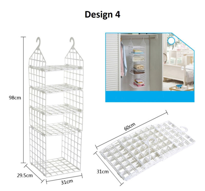 Closet Hanging Shelf Wardrobe Divider Shelves Organiser Organizer Rack Cupboard