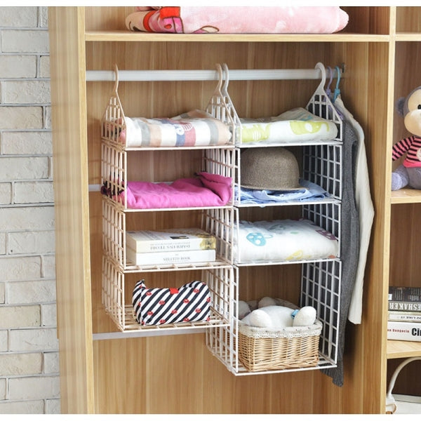 Closet Hanging Shelf Wardrobe Divider Shelves Organiser Organizer Rack Cupboard
