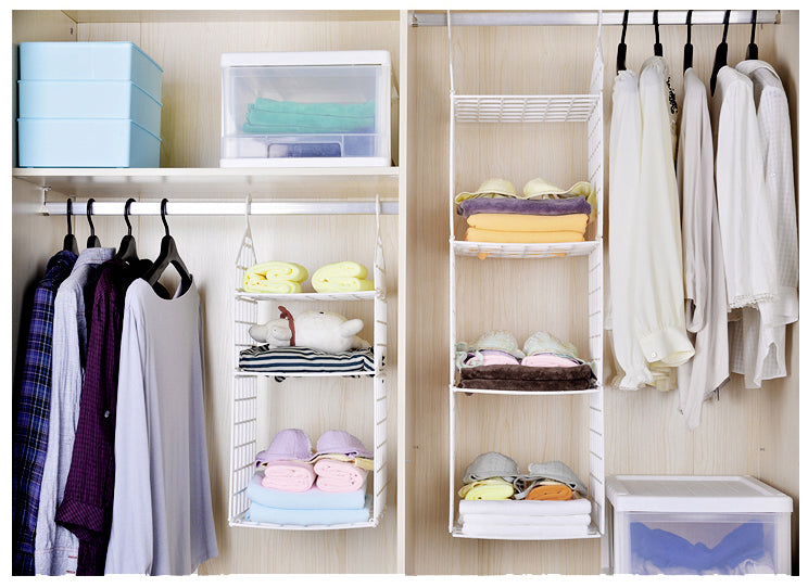 Closet Hanging Shelf Wardrobe Divider Shelves Organiser Organizer Rack Cupboard