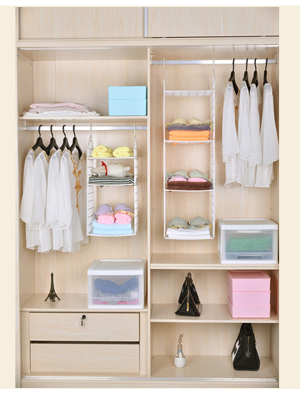 Closet Hanging Shelf Wardrobe Divider Shelves Organiser Organizer Rack Cupboard