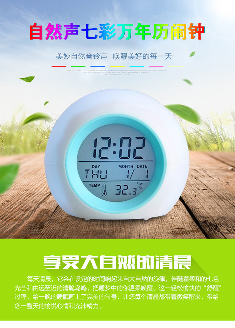 Digital Alarm Clock Colour Changing Glowing LED Time Date Temperature Day Week