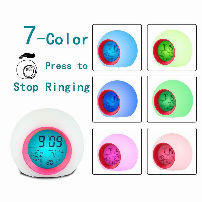 Digital Alarm Clock Colour Changing Glowing LED Time Date Temperature Day Week