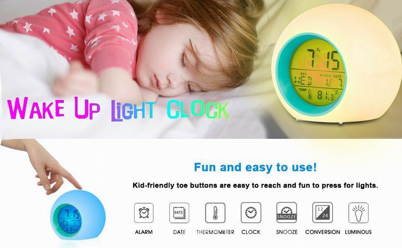 Digital Alarm Clock Colour Changing Glowing LED Time Date Temperature Day Week