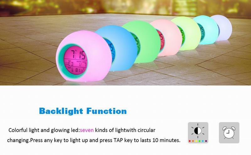 Digital Alarm Clock Colour Changing Glowing LED Time Date Temperature Day Week