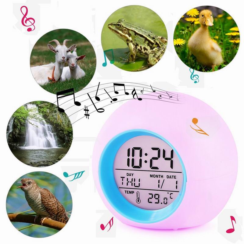 Digital Alarm Clock Colour Changing Glowing LED Time Date Temperature Day Week