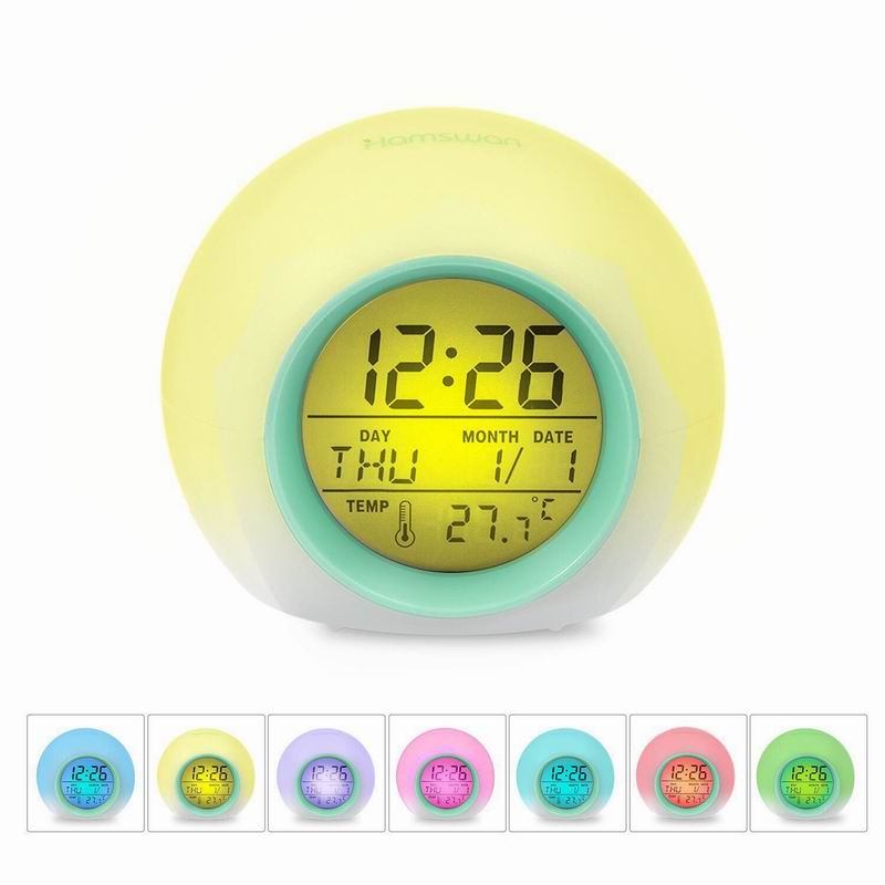 Digital Alarm Clock Colour Changing Glowing LED Time Date Temperature Day Week