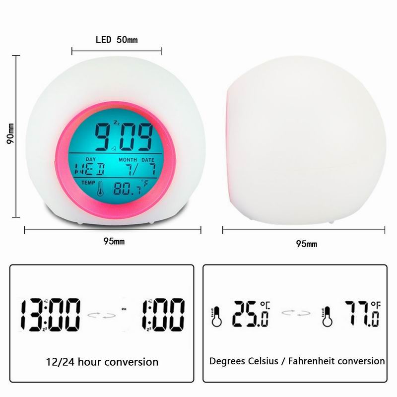 Digital Alarm Clock Colour Changing Glowing LED Time Date Temperature Day Week