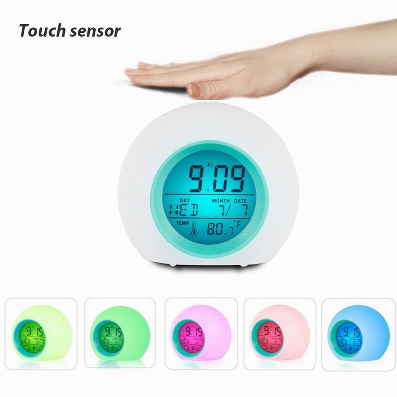 Digital Alarm Clock Colour Changing Glowing LED Time Date Temperature Day Week