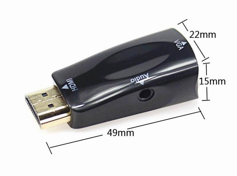 Compact Normal HDMI to VGA Adapter Sound Option Converter FHD 1080p Connector TV
