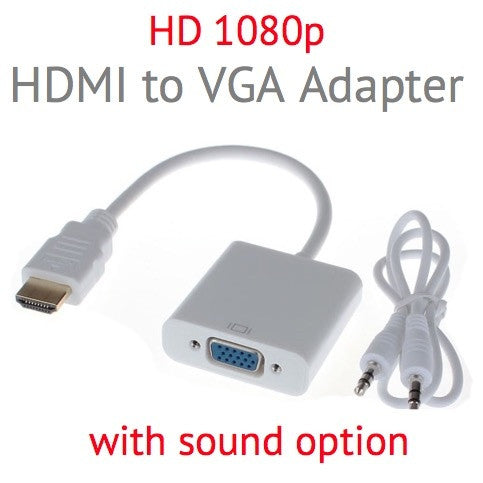 Compact Normal HDMI to VGA Adapter Sound Option Converter FHD 1080p Connector TV