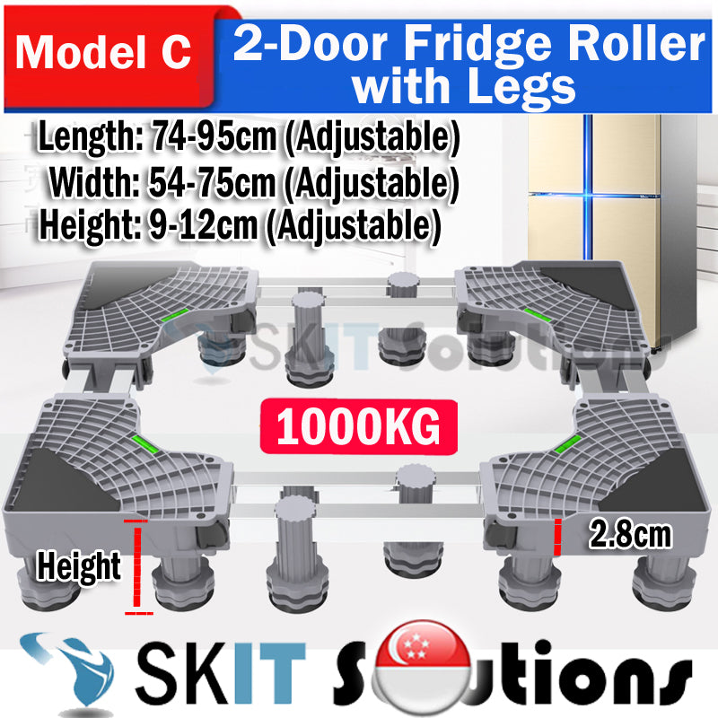 2-Door Fridge Extendable Movable Base Bracket Stand Trolley Roller Wheels Heavy Duty Washing Machine