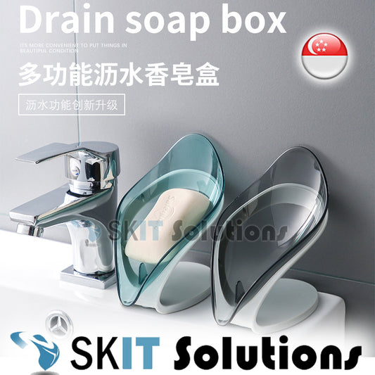 Creative Leaf Drain Soap Box Suction Cup Non-Slip Holder Storage Case Container for Bathroom Kitchen