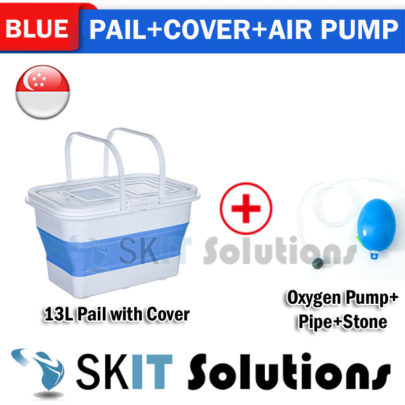13L Foldable Water Pail+Cover★Collapsible Fishing Car Wash Outdoor Bucket Barrel TUB Basin Camping