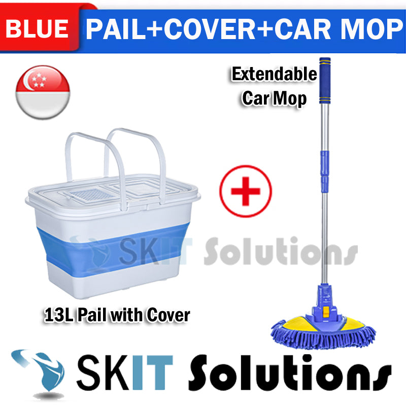 13L Foldable Water Pail+Cover★Collapsible Fishing Car Wash Outdoor Bucket Barrel TUB Basin Camping