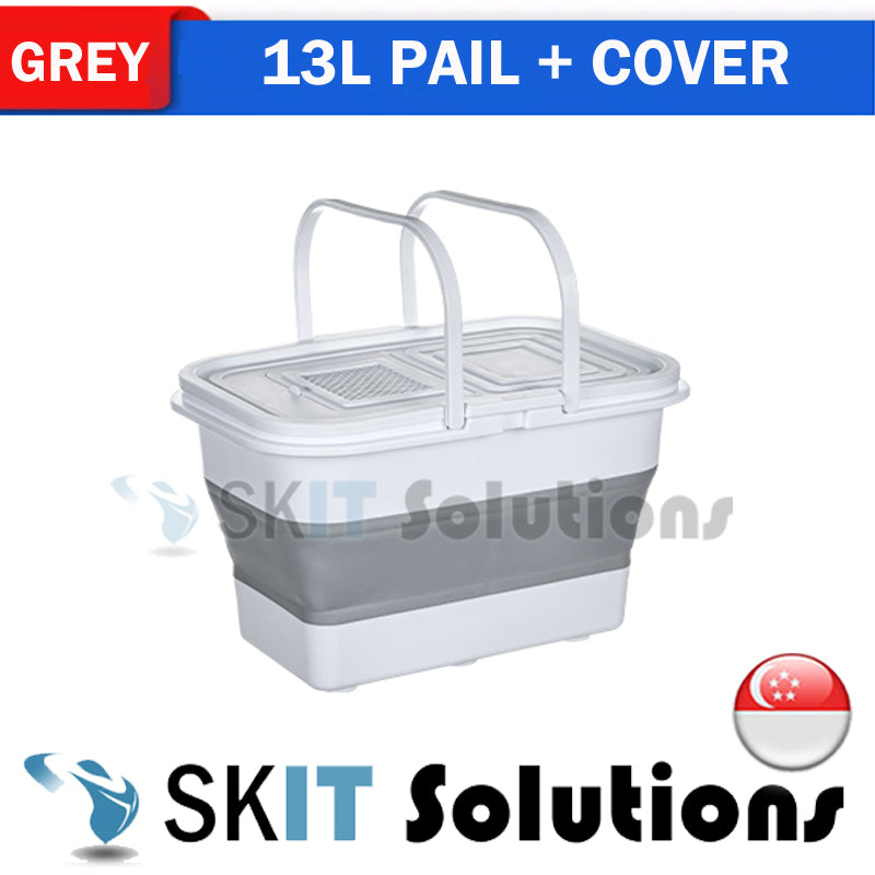 13L Foldable Water Pail+Cover★Collapsible Fishing Car Wash Outdoor Bucket Barrel TUB Basin Camping