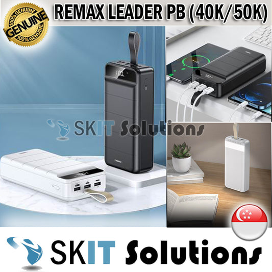 Remax Portable Charger Fast Charging Battery Indicator Powerbank Built In Natural LED Light Large Capacity LEADER Series 40K 50K