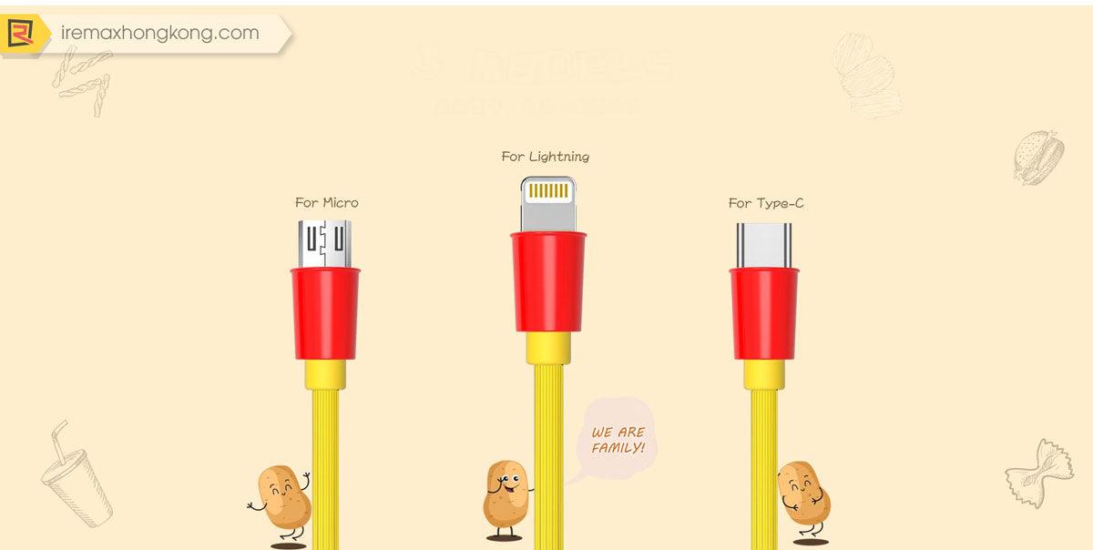 Remax Chips Data Cable RC-114 for Lightning / Micro / Type-C ★ 2.4A Fast Charge
