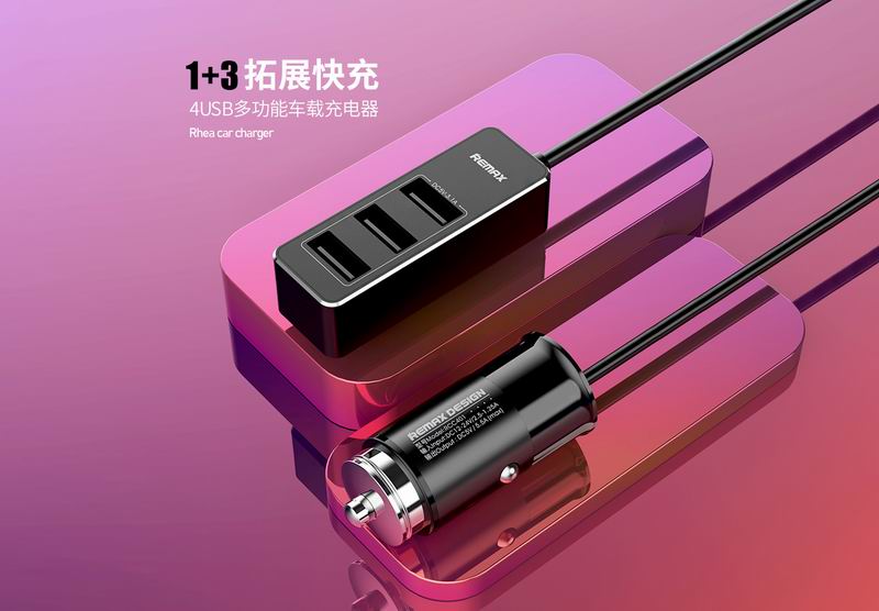 Remax Rhea Car Charger 4 USB Port Ports Vehicle Front Rear RCC401 Charging Charge