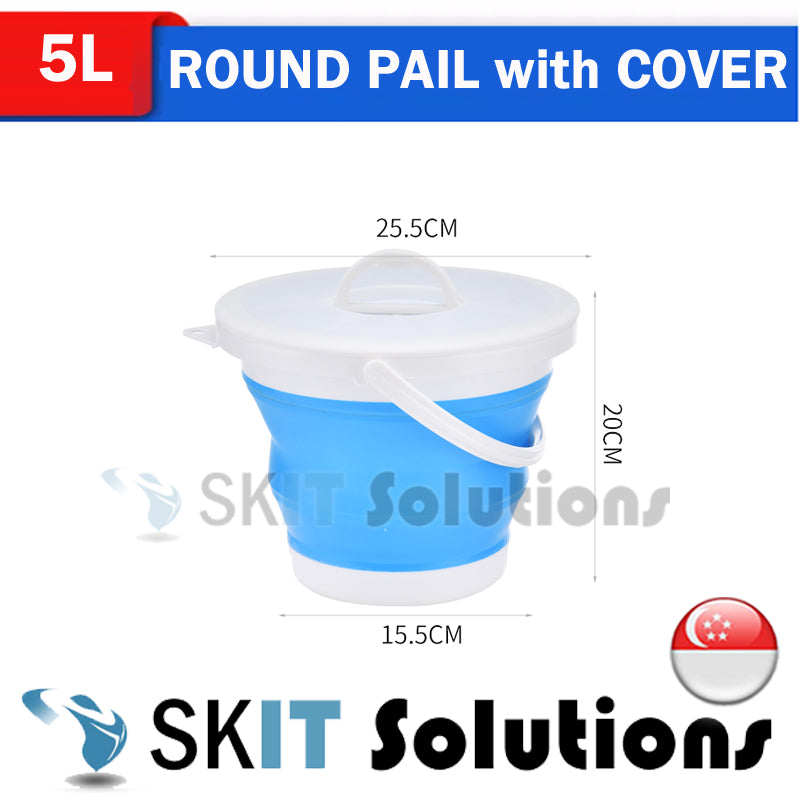 3L/5L/10L Foldable Water Pail+Cover★Collapsible Outdoor Bucket Barrel TUB Car Washing Fishing Camping