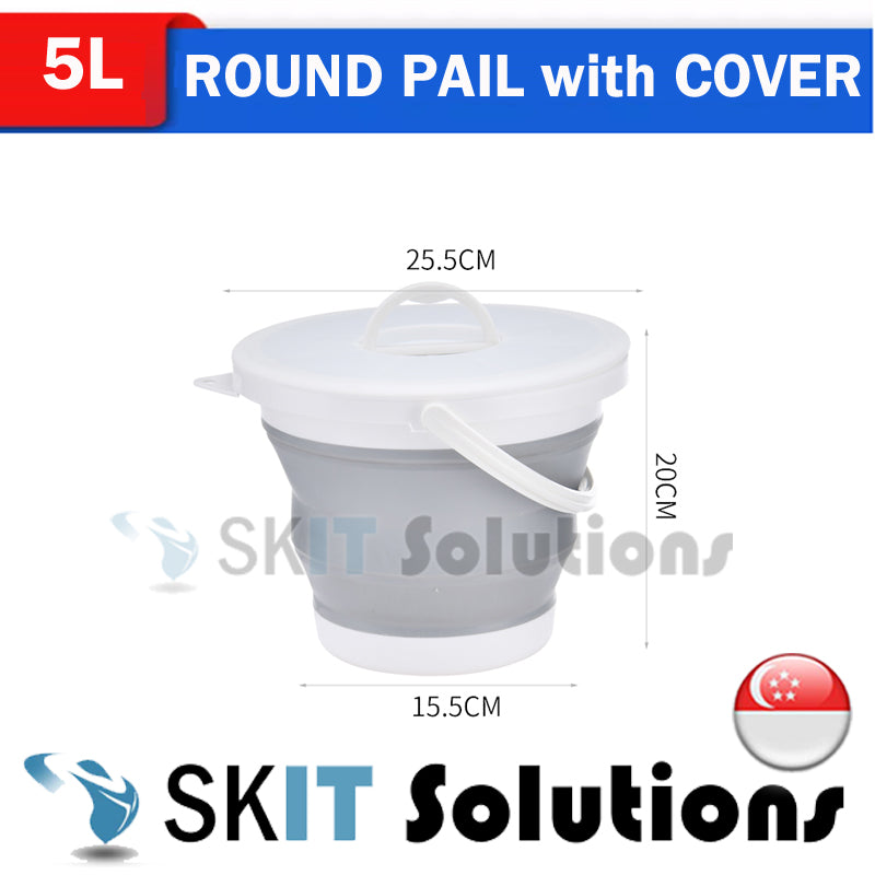 3L/5L/10L Foldable Water Pail+Cover★Collapsible Outdoor Bucket Barrel TUB Car Washing Fishing Camping