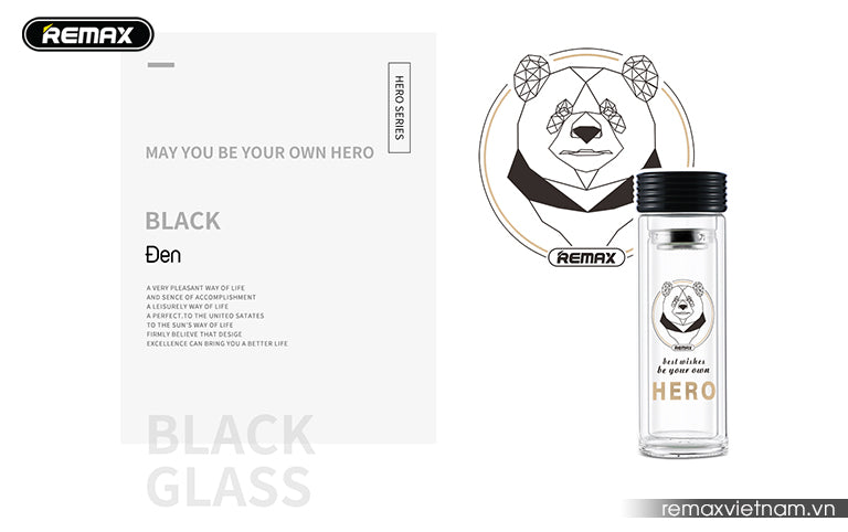 REMAX RT-CUP58 Hero Series Double-Layer Glass Cup 300ml with Heat Resistance
