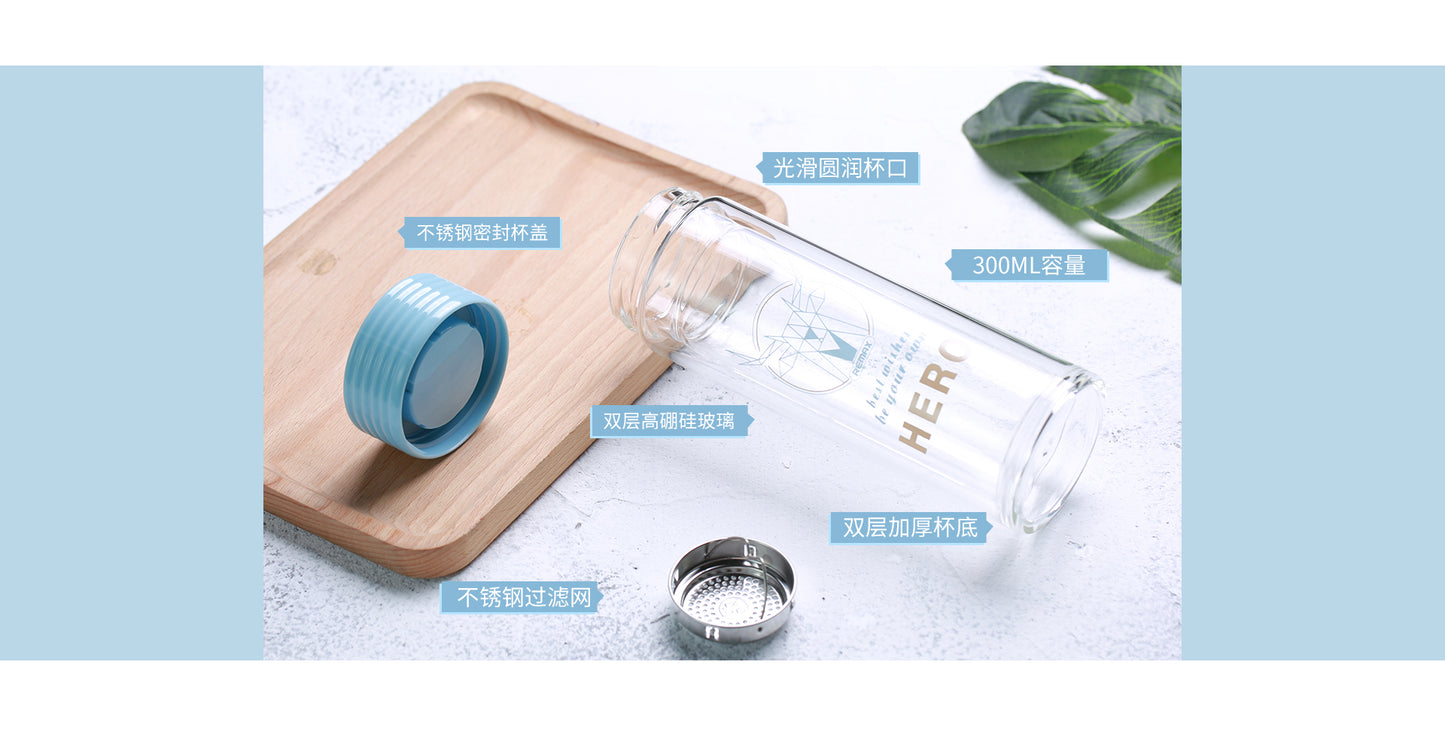 REMAX RT-CUP58 Hero Series Double-Layer Glass Cup 300ml with Heat Resistance