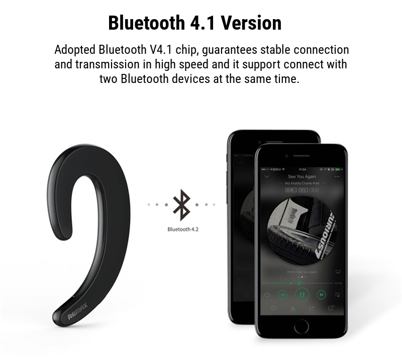 Remax RB-T20 Ultra Thin Bluetooth Headset Wireless Compatible iPhone Android iOS