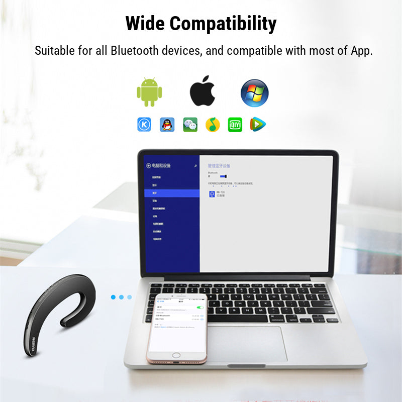 Remax RB-T20 Ultra Thin Bluetooth Headset Wireless Compatible iPhone Android iOS