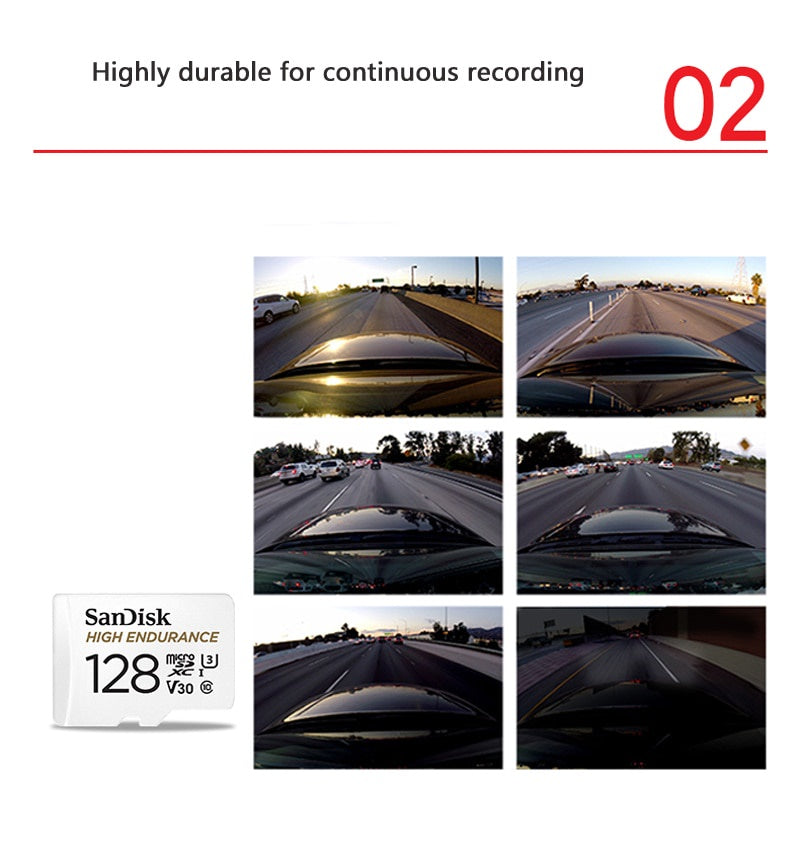 SanDisk High Endurance Memory Card 32GB 64GB 128GB 256GB Dash Cam Car Camera CCTV Video MicroSD 4K