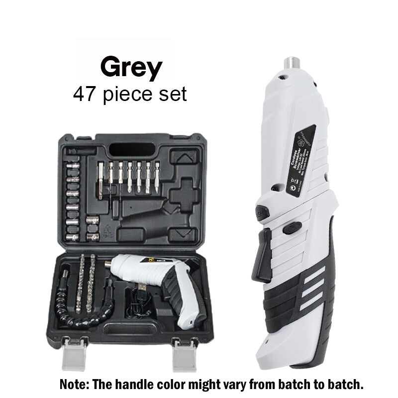 47pcs 3.6V Mini Cordless Electric Screwdriver Drill Power Tool Box Kit Rechargeable Screw Driver Set